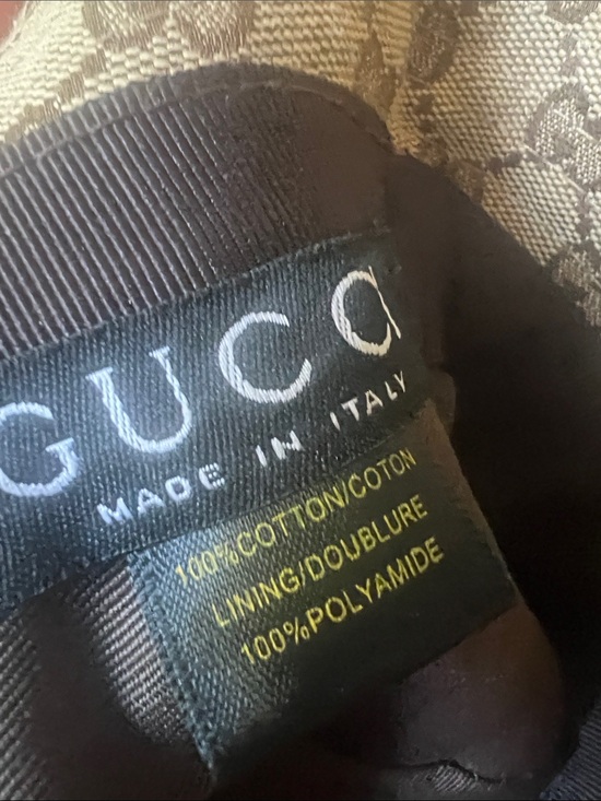 Gucci Beige Monogram Bucket Hat with Red & Green Web Stripe and NY Patch main image 5